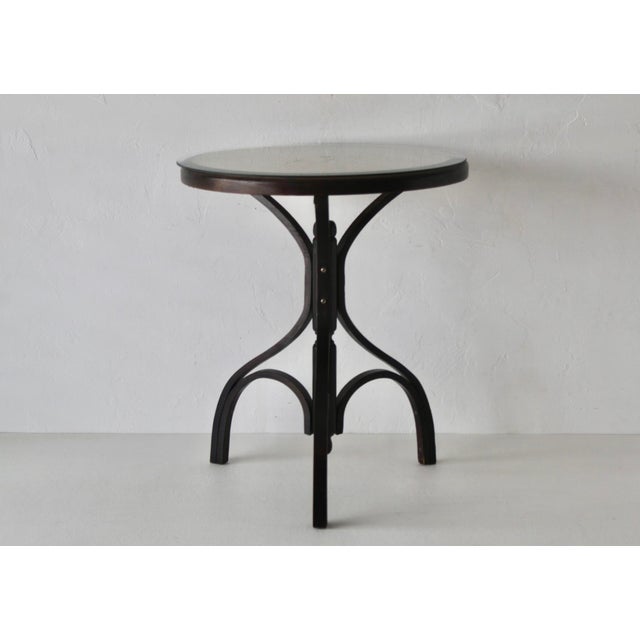 Late 20th Century French Style Bergère Top Woven Cane Bentwood With Glass End Table For Sale - Image 9 of 12
