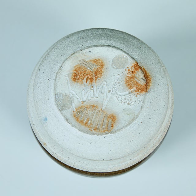 Ribbed Stoneware Vessel with Two-tone Glaze For Sale - Image 11 of 11