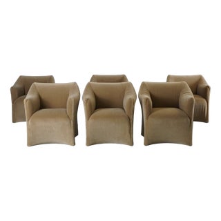 Le Tentazioni Armchairs in Beige Velvet by Mario Bellini for Cassina, 1970s, Set of 6 For Sale