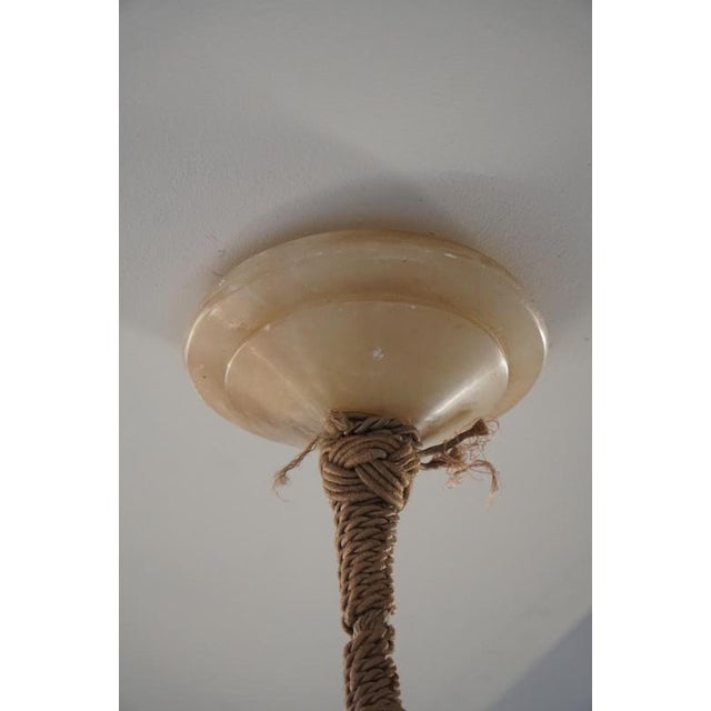 Vintage French Art Deco Rope and Alabaster Pendant Light, 1930s For Sale - Image 9 of 12