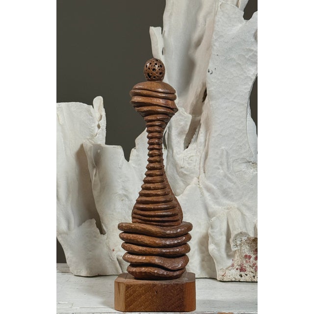 Untitled Biomorphic Sculpture 20th century Hand-carved wood 9.25 × 3.1 × 2 in (23.5 × 8 × 5 cm) Signed at base This small...