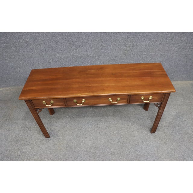 Ethan Allen Ethan Allen Cherry Georgian Style Four-Drawer Console Table For Sale - Image 4 of 10