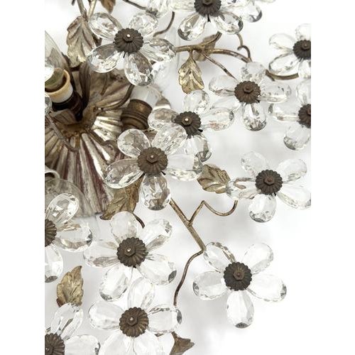 Filigree Flush Mount with Crystal Flowers from Maison Baguès, France, 1920s For Sale - Image 6 of 18