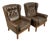 Nordic Wingback Chairs in Brown Leather, 1970, Set of 2 For Sale