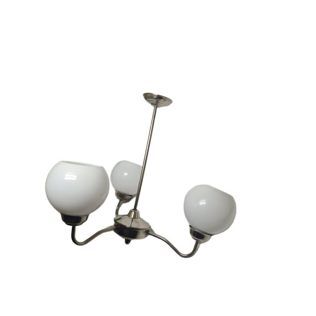 Silver Art Deco Style Chandelier, Poland, 1960s For Sale - Image 8 of 11
