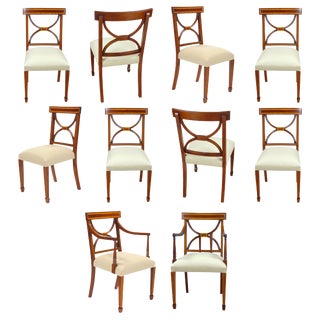 Sheraton Inlaid Mahogany Chairs- Set of 10 For Sale