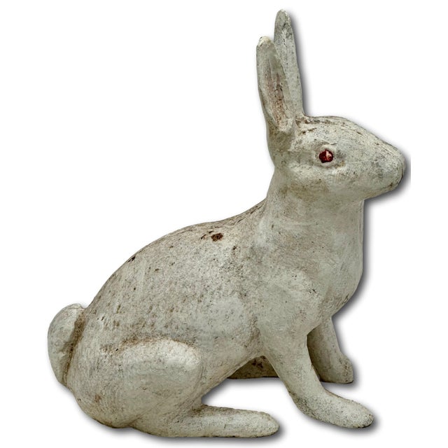 Very Large & Heavy Antique American Rustically Aged Cast Iron Rabbit Garden Ornament or Doorstop - Circa 1920s For Sale - Image 4 of 18