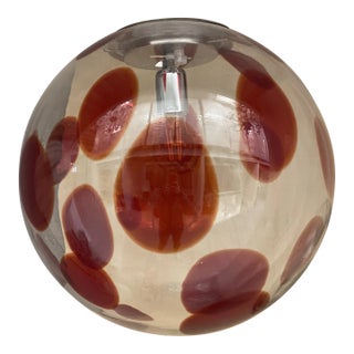 Contemporary Red and Transparent Sphere in Murano Glass Swirl Venini Style For Sale