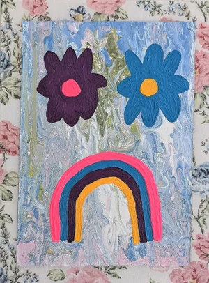 "Wildly Inappropriate" Contemporary Abstract Mixed-Media Painting by Frances Sousa