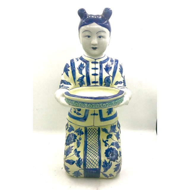 Mid-20th Century Chinese Hand-Painted Porcelain Court Figures – Pair For Sale - Image 12 of 12