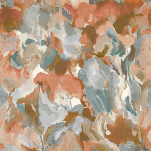 Harlequin Foresta Wallpaper in Baked Terracotta/Cerulean For Sale