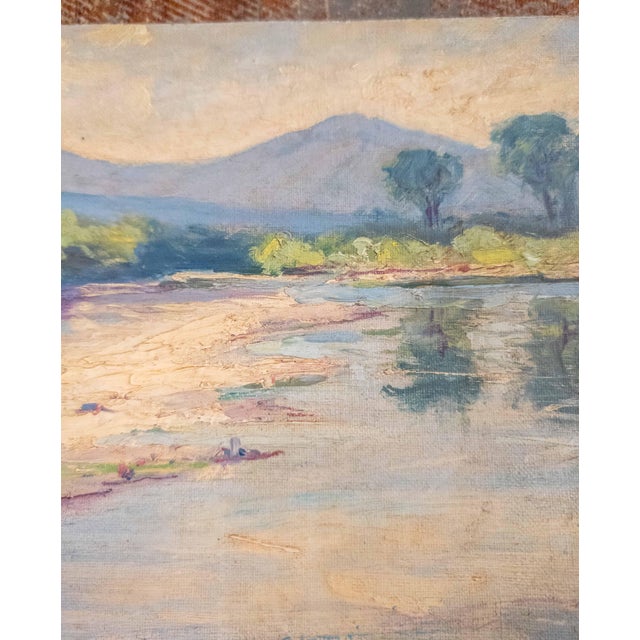 Sky Blue 20th Century American Impressionist Shoreline Landscape Painting by w.h. Partridge For Sale - Image 8 of 11