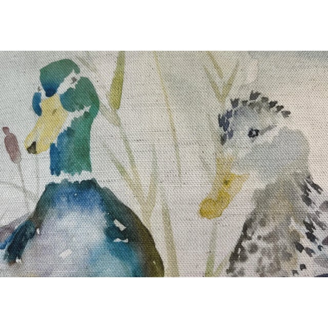 Figurative 16" Square Decorative Toss Pillow Embellished With a Pair of Majestic Ducks - Made in the U K For Sale - Image 3 of 11