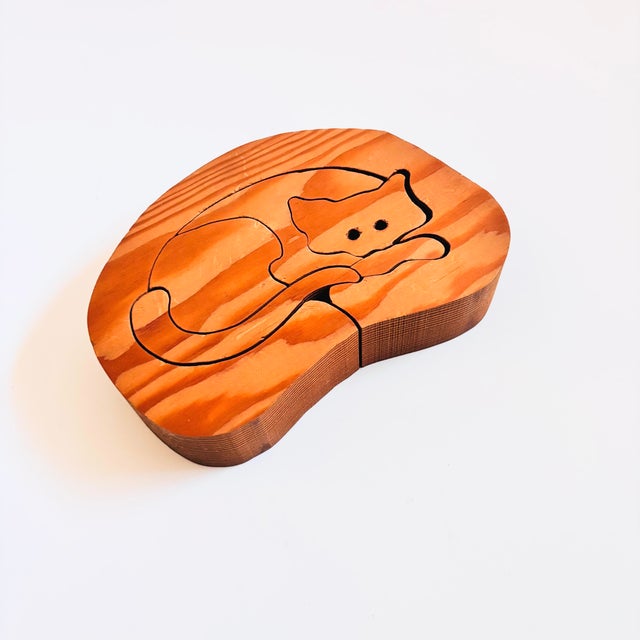 Mid 20th Century Vintage Wood Cat Toy Puzzle For Sale - Image 5 of 14
