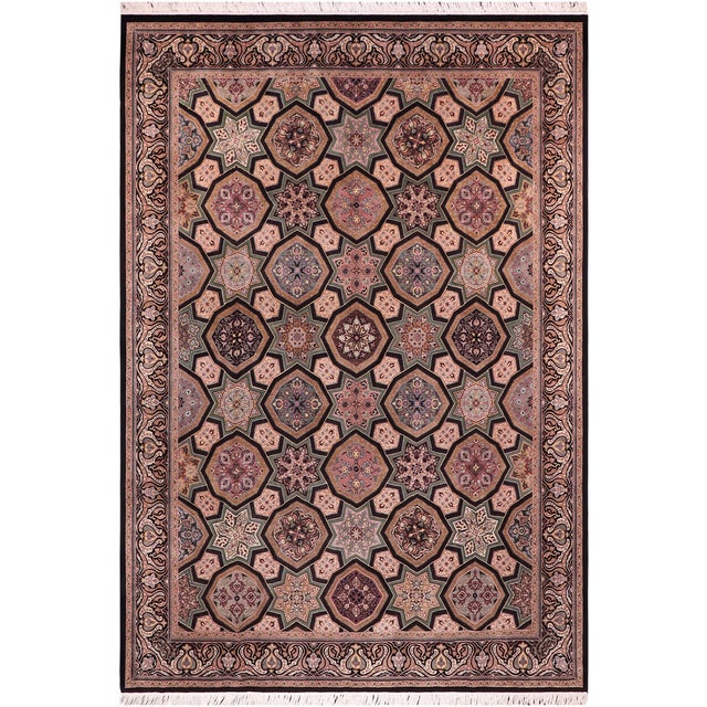 Black Shabby Chic Firdous Pak-Persian Black/Multi Wool Rug - 9'2'' X 12'1'' For Sale - Image 8 of 9