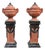 Pair Neoclassical Figural & Foliate Terra Cotta Garden Urns & Pedestals For Sale