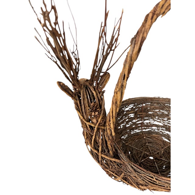 Wood Vintage Natural Vine and Pinecones Stag Deer Basket For Sale - Image 7 of 8
