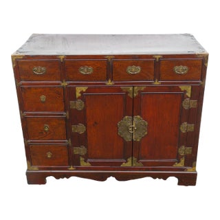 Oriental Hollywood Regency Hand Made Distressed Small Dresser Sideboard For Sale