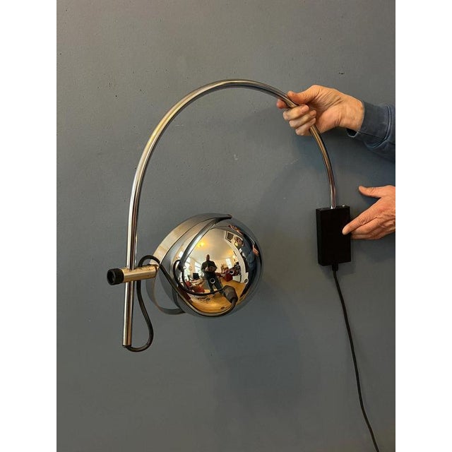 Gold Space Age Arc Wall Lamp in Chrome by Herda For Sale - Image 8 of 13