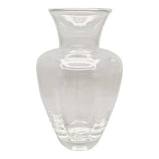 Vintage 1980’s Simon Pearce “Shelburne” Clear Hand Blown Glass Optic Vase For Sale