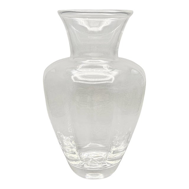 Vintage 1980’s Simon Pearce “Shelburne” Clear Hand Blown Glass Optic Vase For Sale