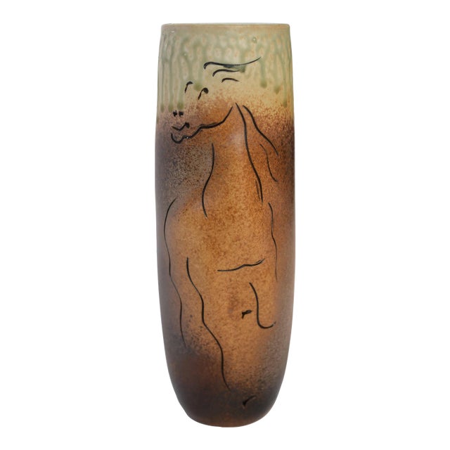 Dan Ishler Modernist Studio Pottery Incised Relief Horse Vase For Sale