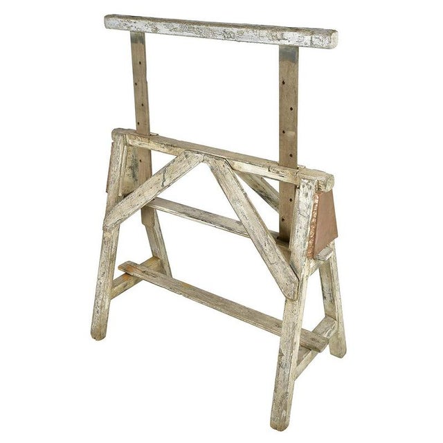 This pair of antique trestles combines the robustness of solid wood with an authentic white patina, enhanced by riveted...