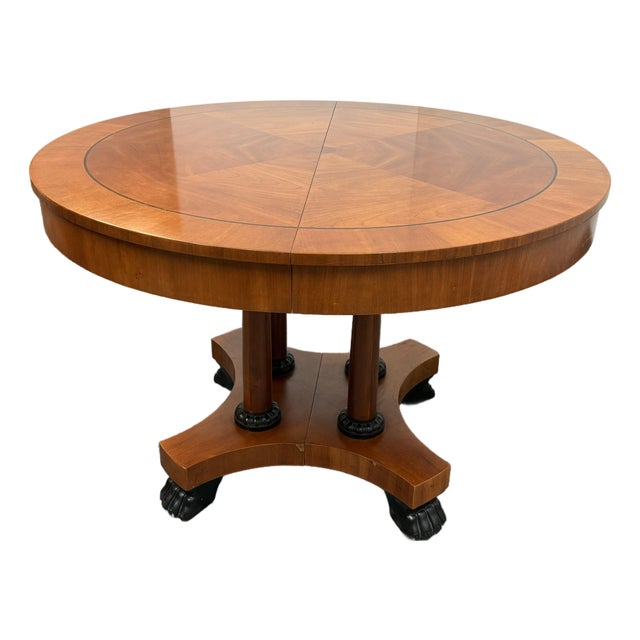 Baker Furniture Vintage Palladian Pedestal Dining Table, 46 Inches For Sale