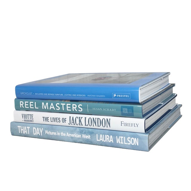 Decorative Books - Ocean Coffee Table Stack - 4 Blue Books For Sale