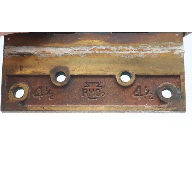 Pair of Vintage 4.5 X 4.5 In. Reading Brass Door Hinges For Sale - Image 4 of 5