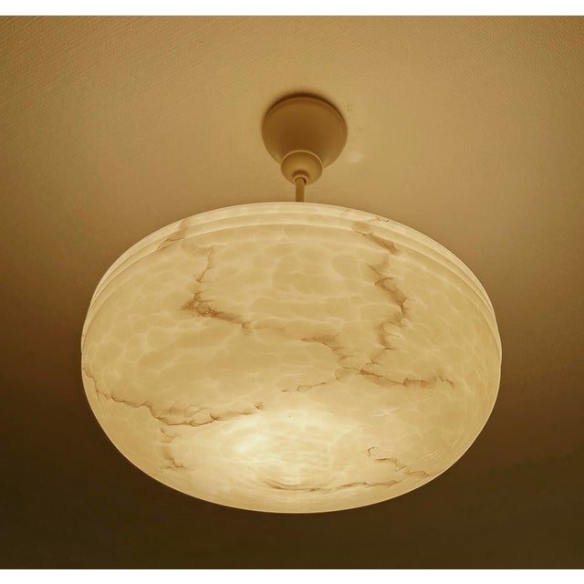 Art Deco Ivory Glass Pendant Light, 1950s For Sale - Image 11 of 18