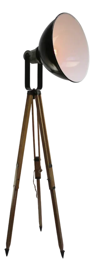 Vintage Industrial Wooden Floor Lamp