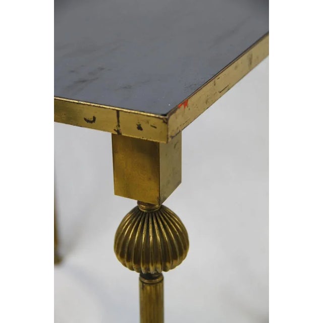 Mid-Century Modern French Brass Nesting Tables with Mirrored Tops, 1950s, Set of 3 For Sale - Image 3 of 12