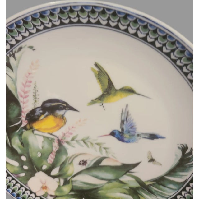 Vintage Heinen Delfts Blaum Hummingbird Floral Platter Decorative Wall Plate For Sale - Image 6 of 8