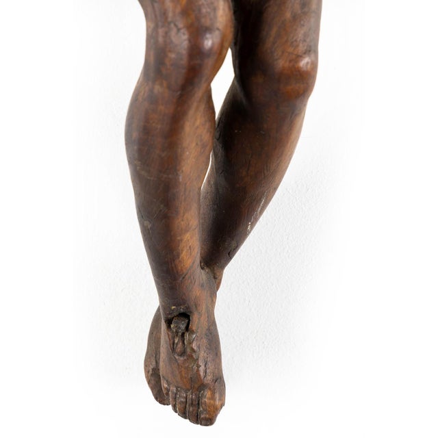 Primitive Wooden 17th Century Baroque Flemish Corpus of Christ For Sale - Image 6 of 7