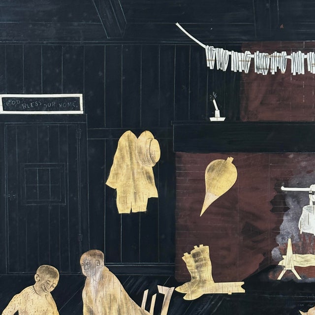 Figurative Antique 19th C. Folk Art Black Americana Birch Bark Collage by Edward W. Merrill For Sale - Image 3 of 7