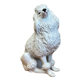 Vintage Italian White Ceramic Poodle Sculpture For Sale