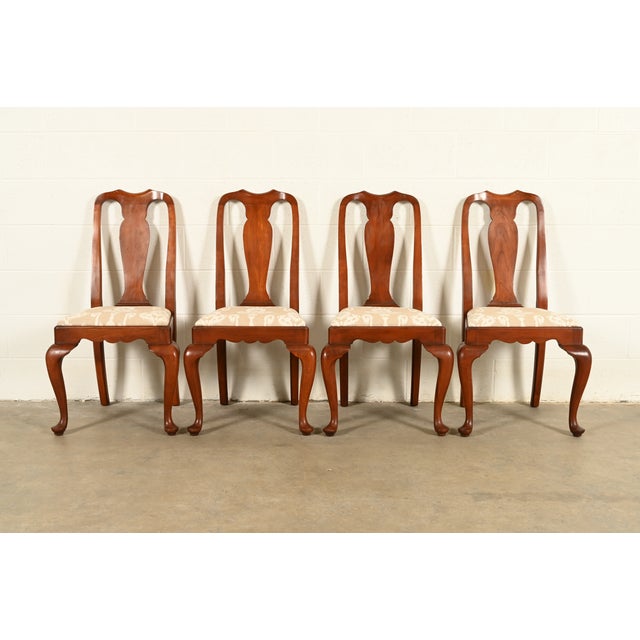 Henkel Harris Queen Anne Solid Cherry Wood Dining Chairs | Set of Four For Sale - Image 15 of 15