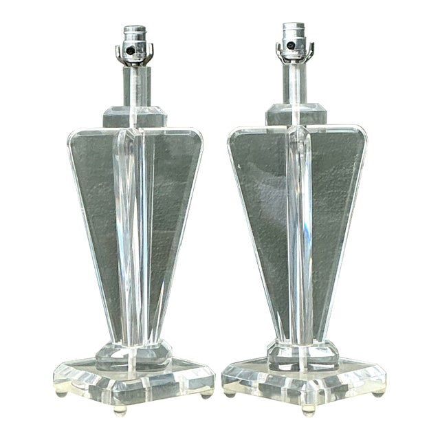 Vintage Lucite Paddle Lamps - A Pair For Sale