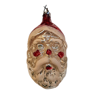 Antique Mercury Glass Santa Christmas Ornament St Nick