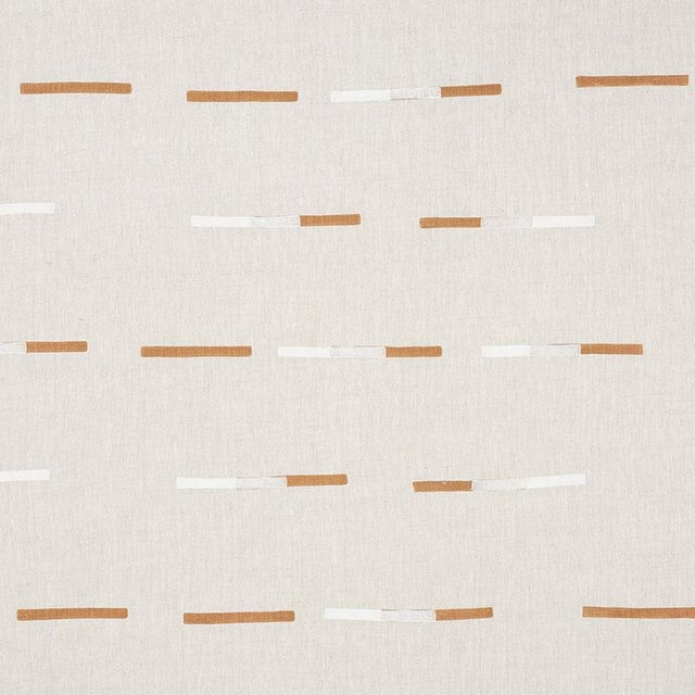 Mid-Century Modern Sample - Schumacher X Caroline Z Hurley Overlapping Dashes Fabric in Brown & White For Sale - Image 3 of 3