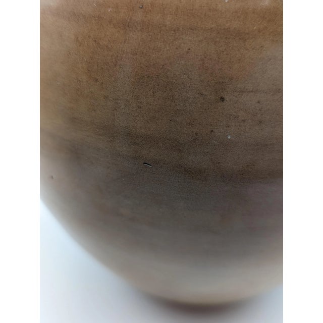 Brown Vintage Hand-Thrown Raku Pottery Vase, Artist Signed For Sale - Image 8 of 9