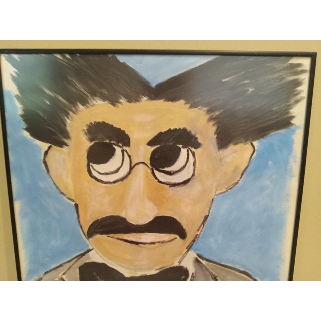 Original artwork done by my father, an artist. Fun and vibrant acrylic on paper "Groucho". Julius Henry "Groucho" Marx was...