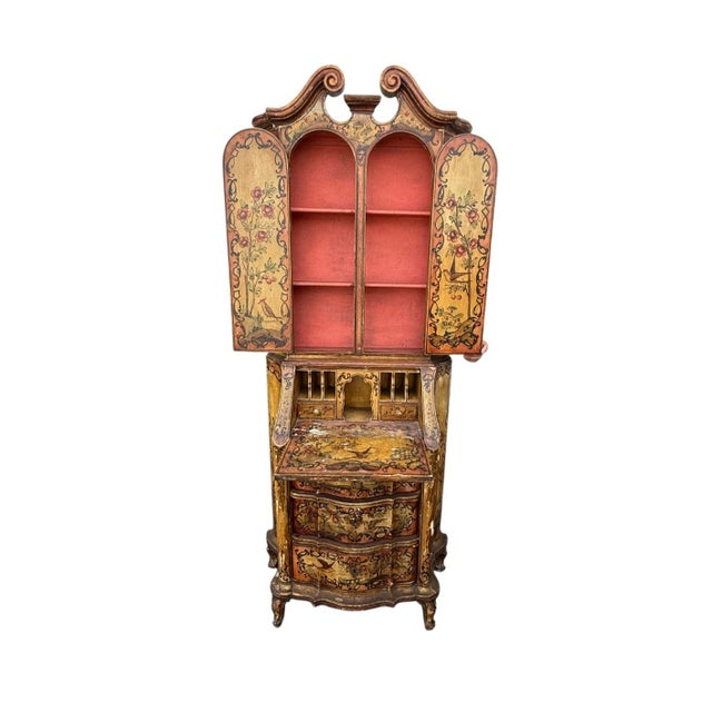 Antique Italian Venetian Carbone Hand Painted Secretarysold as found showing wear commensurate with age in decent shape...