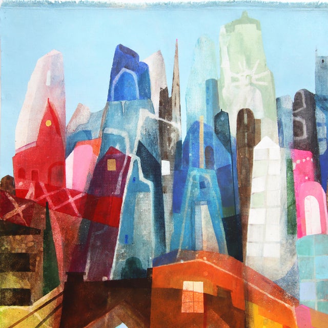 2020s New York - Original Contemporary Urban Architecture Acrylic Painting on Canvas For Sale - Image 5 of 6