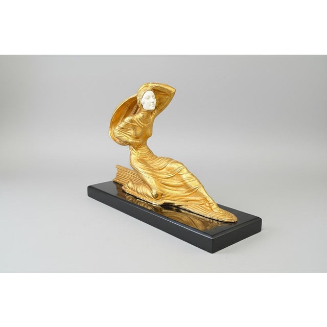 Art Deco 1920s Dramatic Art Deco Bronze Female Civa Statue After Chiparus For Sale - Image 3 of 14