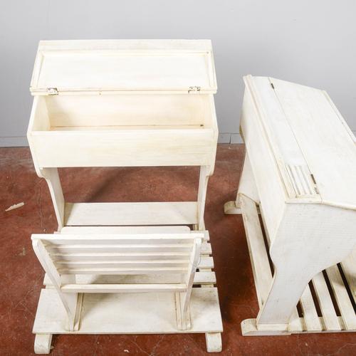 White Elementary School Desks with Compartment, Set of 2 For Sale - Image 8 of 9