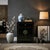 1990s Oriental Black Lacquer Moon Face One Drawer End Table Nightstand For Sale - Image 5 of 12