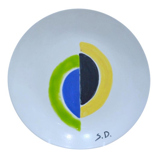 Ceramic Plate after Sonia Delaunay For Sale