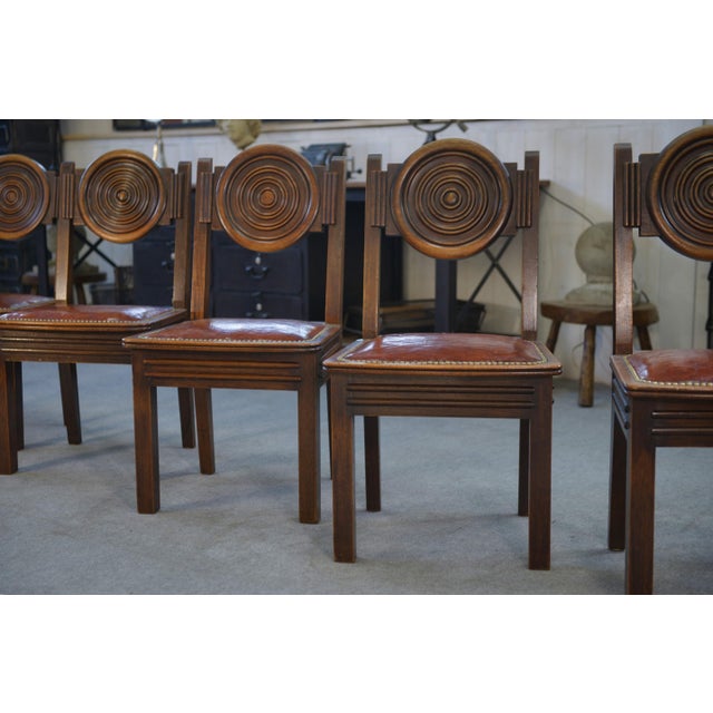 Chairs with Leather Seats by Étienne Kohlmann, 1960s, Set of 6 For Sale - Image 10 of 14